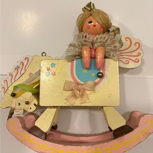 Enesco Cream and Brown Rocking Horse Decor